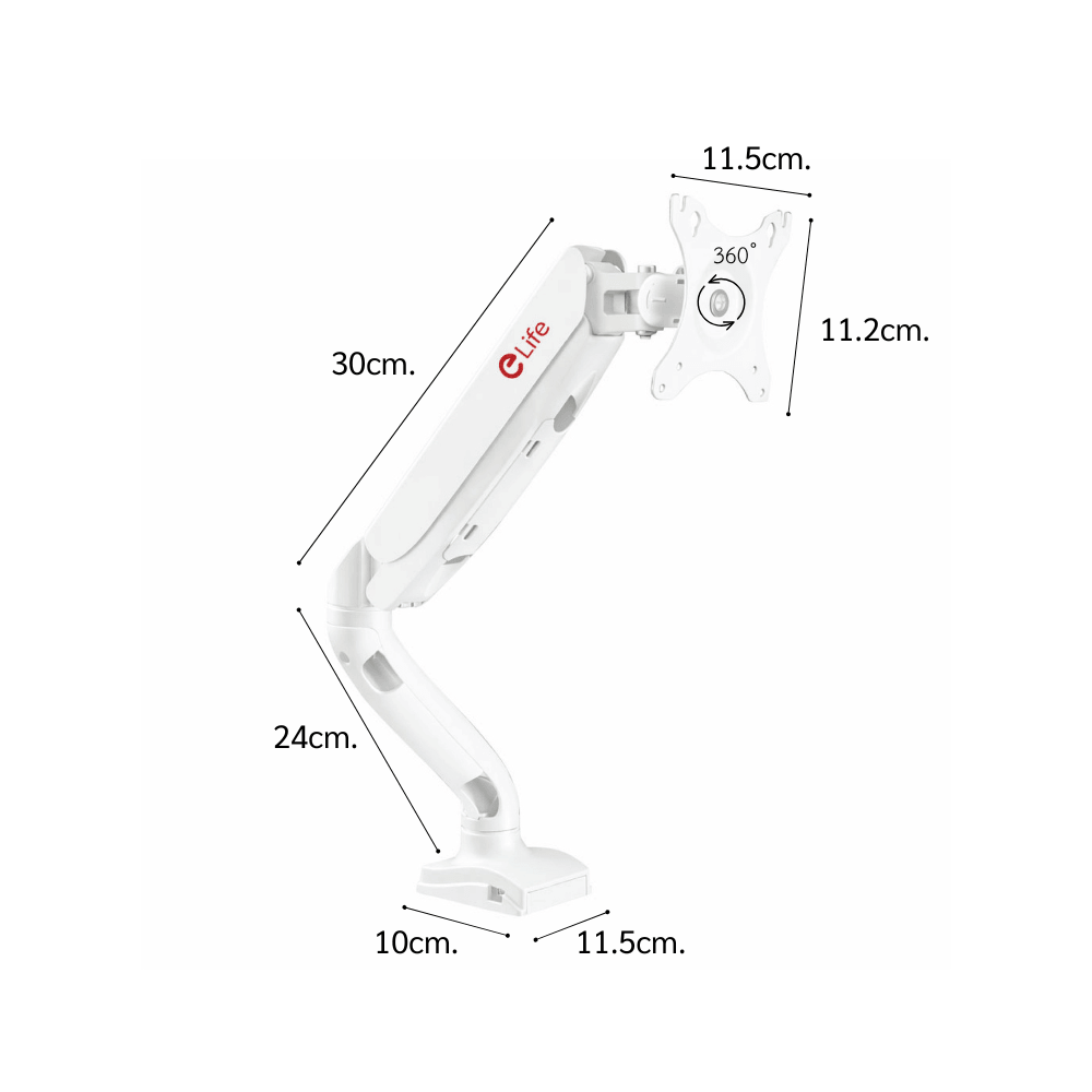 แขนจับจอมอนิเตอร์ 1 แขน ELIFE CS95 หมุนได้360° สีขาว_1